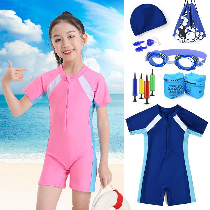 游泳馆畅销儿童泳衣专业培训小中大童连体防晒男孩女孩游泳衣批发