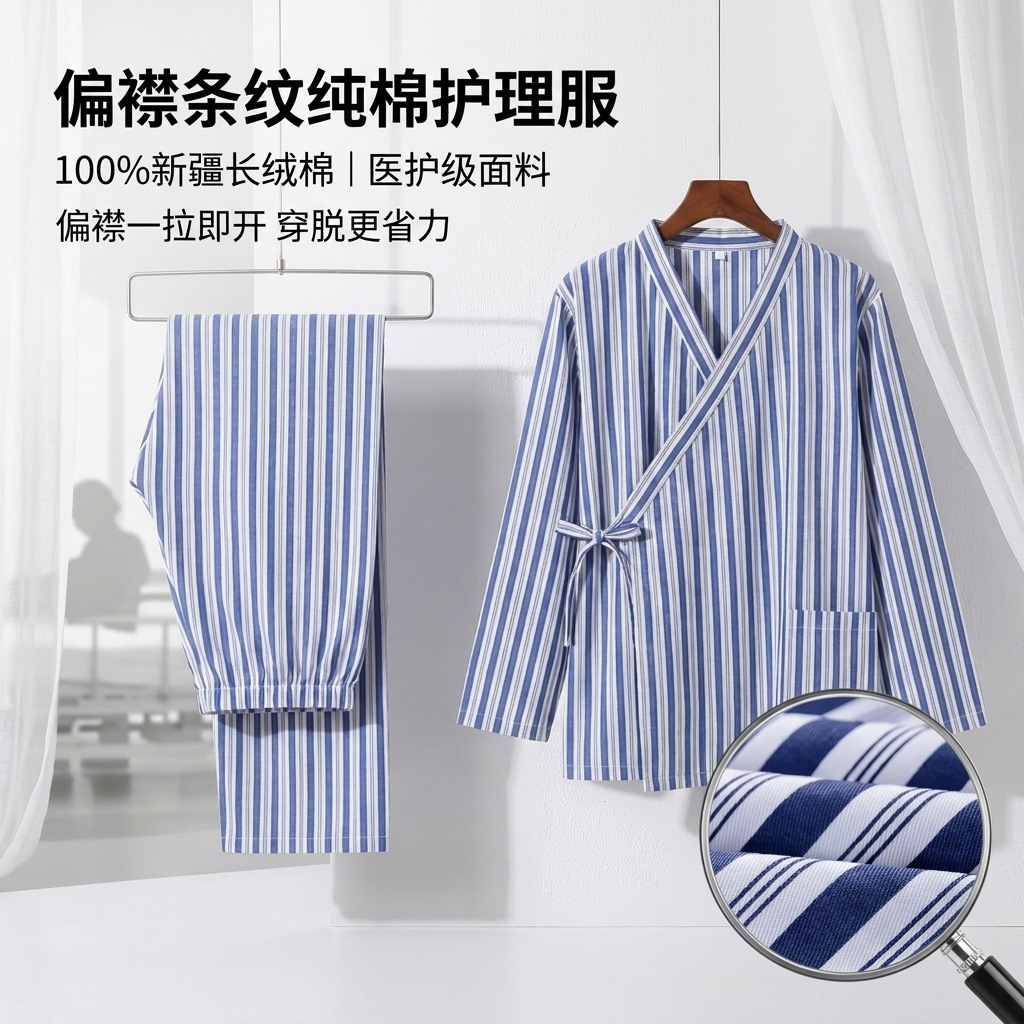 系带易穿脱纯棉病号服女病人睡衣分体套装男医院患者护理服病人服