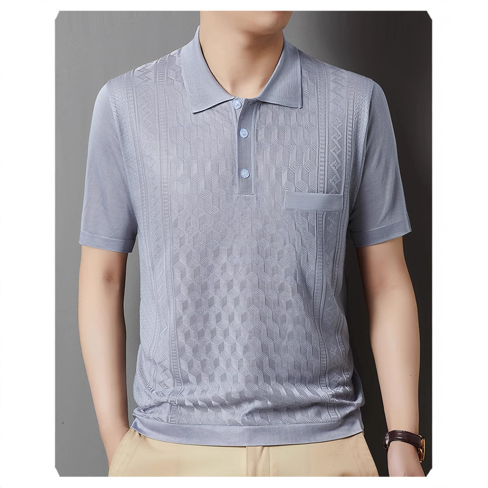 Summer Casual Men's Short-Sleeved T-Shirt Middle-Aged Men's Loose T-Shirt Dad Wear Lapel Draped Fashion Polo Shirt Top