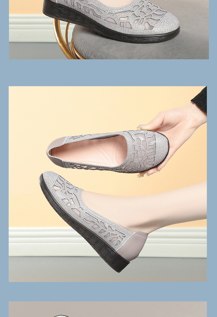 Giày sandal nữ lưới hở mũi đế bệt cao su mềm — màu be chi tiết 14
