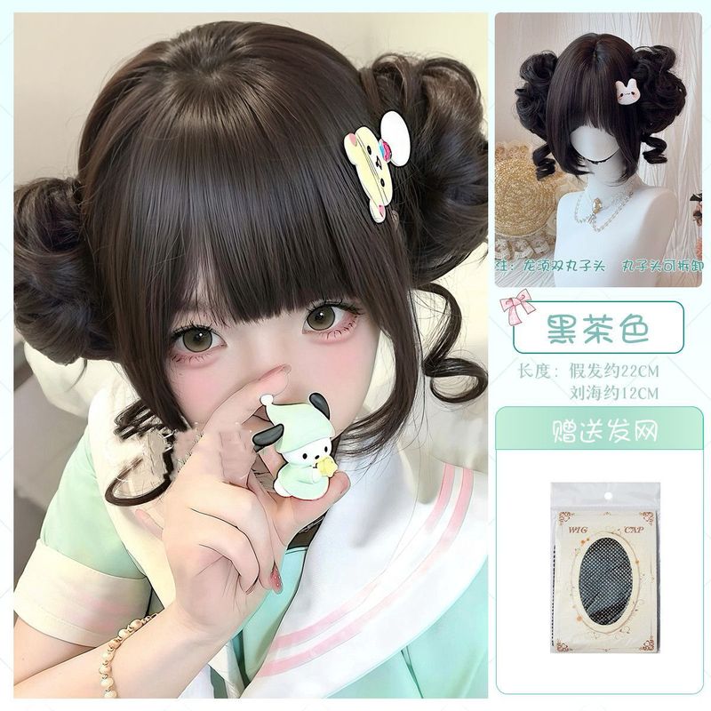 [Gulu Little Meow] かつら女性ロリータドラゴンひげダブルボールヘッド虎口クリップ若い甘い女の子フルヘッドギア|undefined