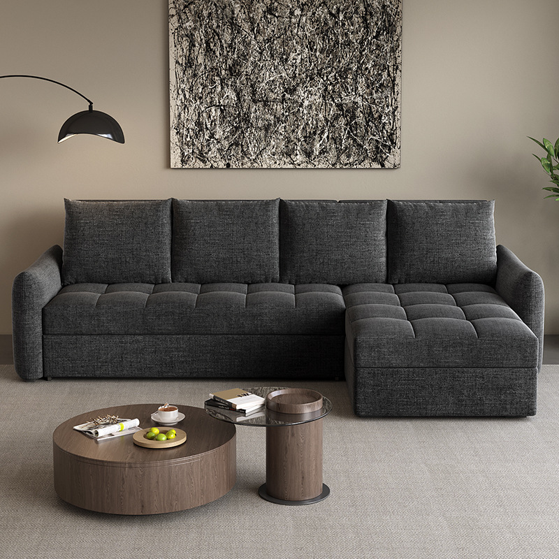 Sofá cama multifuncional de látex para sentarse y acostarse tela de doble uso sala de estar pequeña casa doble triple sofá cama de esquina plegable