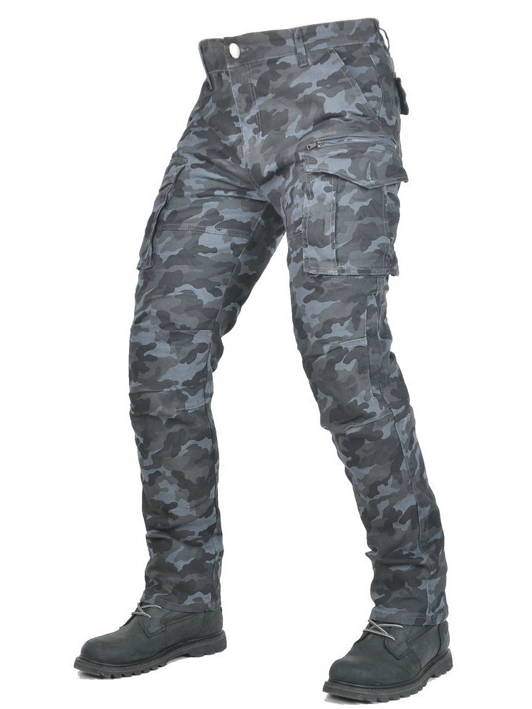 Pantalones de motocicleta VOLERO para hombres bolsas de camuflaje herramientas respirables anticaídas pantalones de motocicleta protectores de silicona