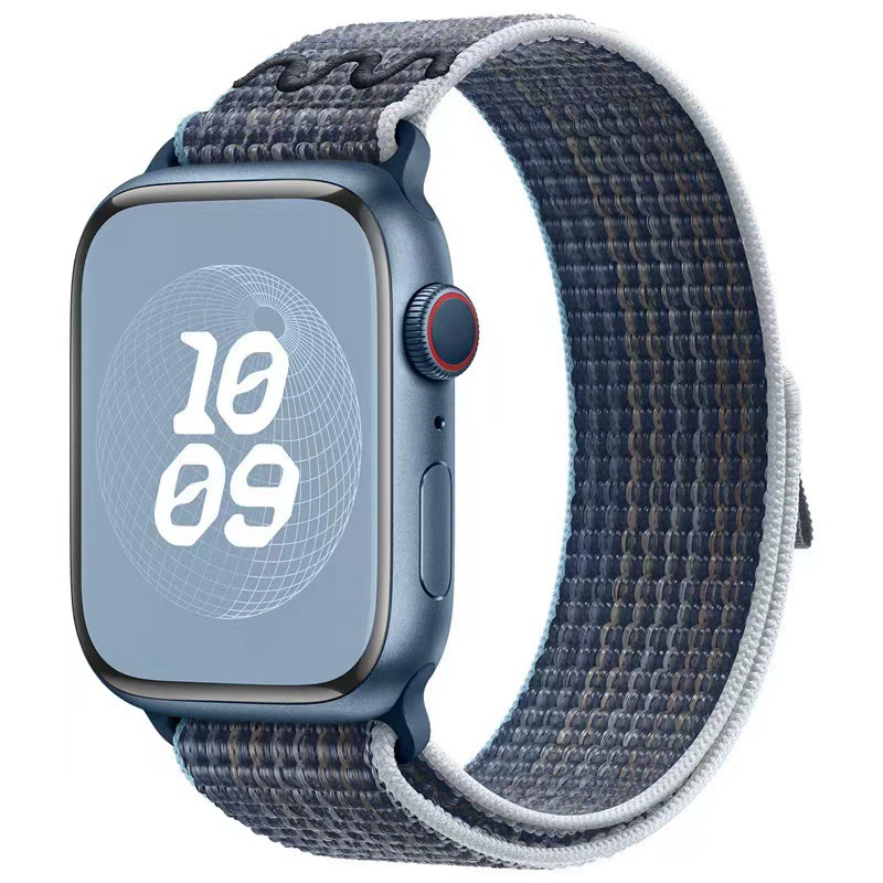 Плетёный нейлоновый браслет для часов (совместим с Apple, Nike), дышащий, размеры 20/22 мм для 38–49 мм