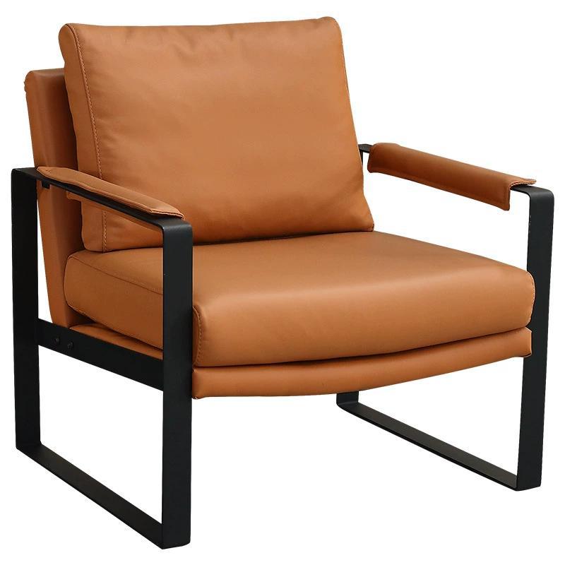 Sofá de cuero italiano industrial de viento retro retro nórdico respaldo balcón dormitorio silla de trago