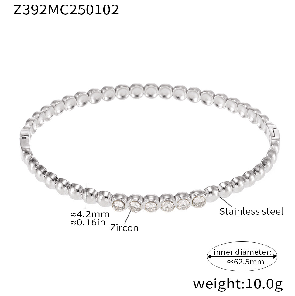 Brazalete de diamante de zircón de diamante de Zhengyu T, brazalete de acero inoxidable incrustado a mano en Europa y Estados Unidos, simple y ligera, pulsera de lujo transfronteriza