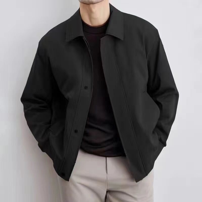 Men's jacket for spring and autumn, Korean style, mature casual style, loose-fitting short turn-down collar jacket, men's casual top Men's jacket for spring and autumn, Korean style, mature casual style, loose-fitting short turn-down collar jacket, men's casual top
