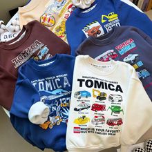 儿童卫衣秋季新款中小童汽车卫衣男童加绒长袖上衣男宝秋冬套头衫