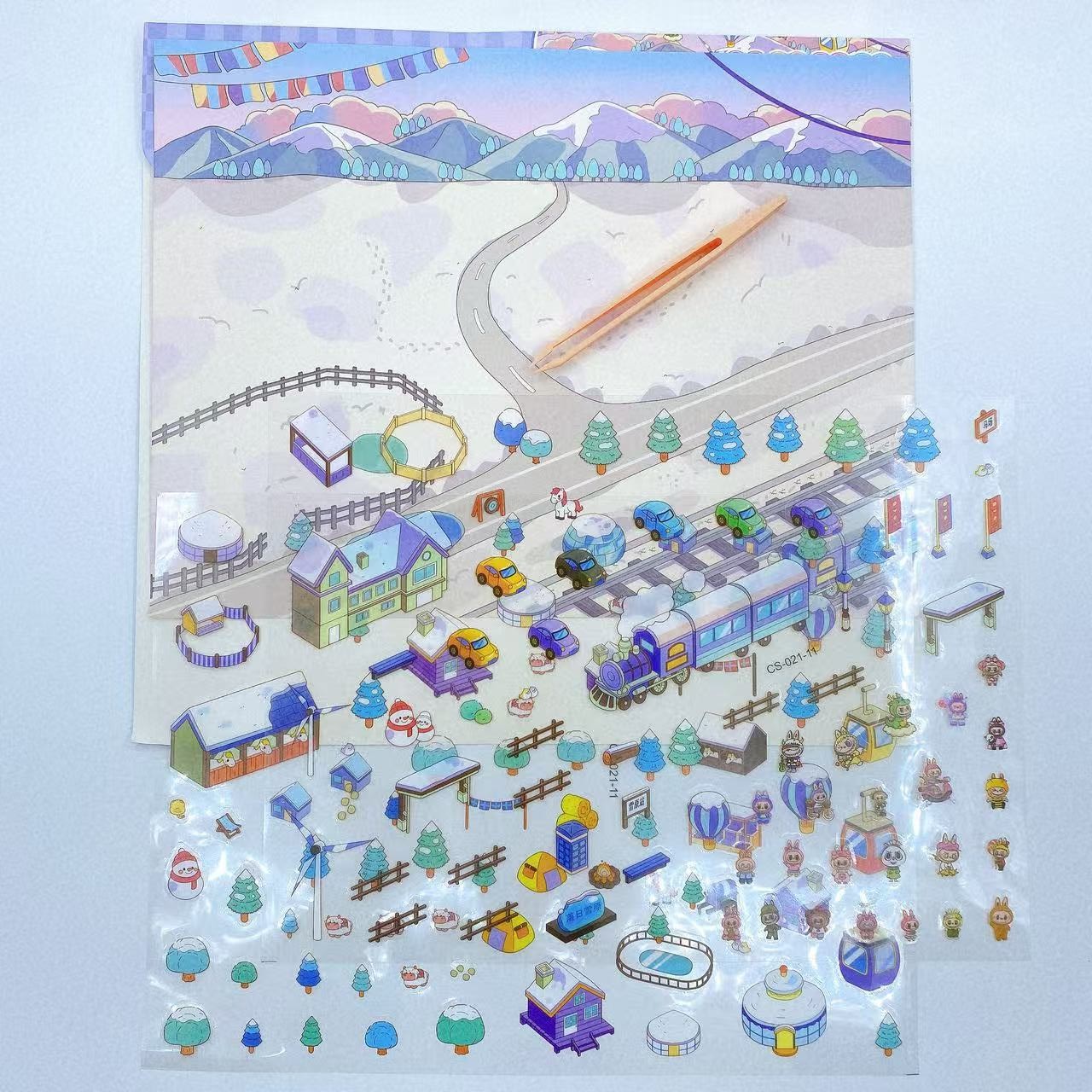 Pegatinas paisajísticas de gran tamaño de dibujos animados en miniatura pegatinas paisajísticas pegatinas con pinzas hechas a mano diii escena cuenta de mano diversión image 5