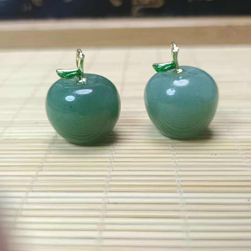 桃花酿新疆金丝玉小苹果吊坠玉石平安果挂件 东陵玉石吊坠DIY项链|undefined