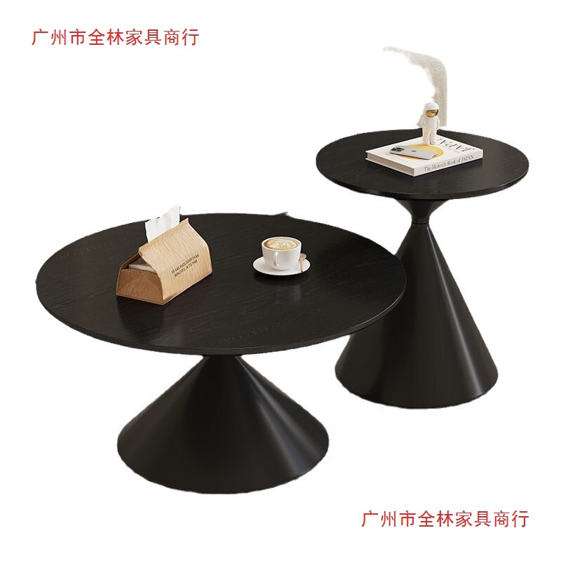 奶油风环保茶几客厅家用小户型设计师网红民宿侘寂风圆形茶几组合|undefined