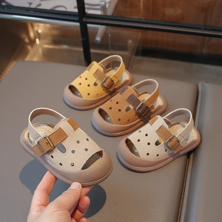 2025 New Baby 0-3 Years Old Toddler Shoes Summer Infant and Toddler Baotou Anti-Kick Anti-Slip Soft Bottom Boys Sandals