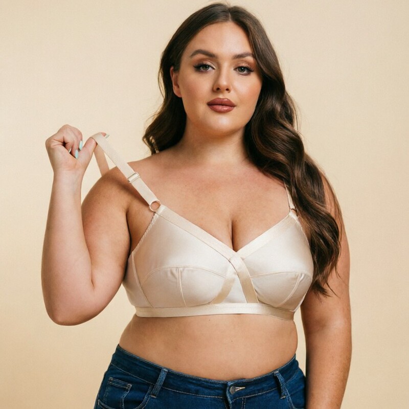 Satin ultra-thin plus size bra without steel ring European and American foreign trade underwear bra women 80BCDEFG-120BCDEEEFG