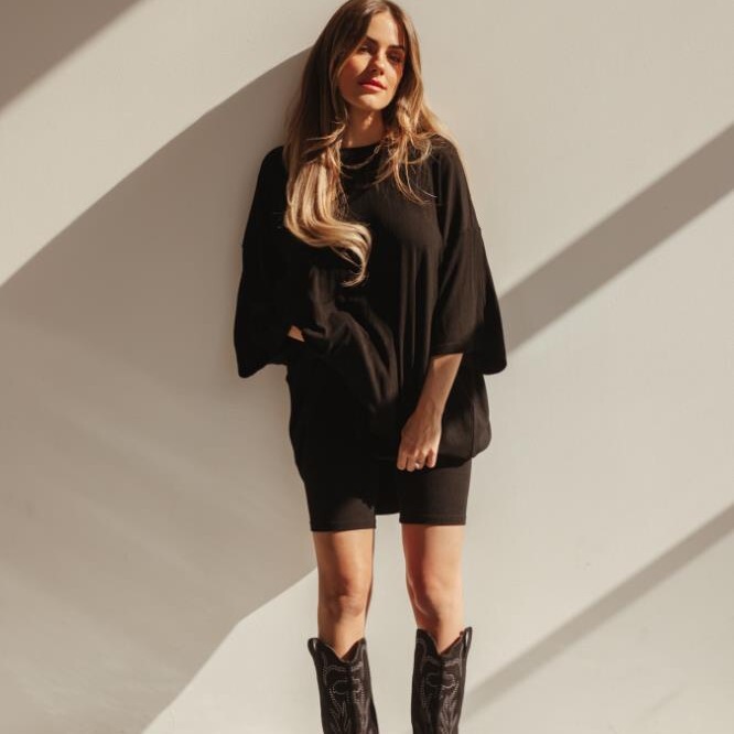 2023 Spring and Summer New All-match Loose Large Size Women's Clothing European and American Casual Home Short-sleeved T-shirt Shorts Set