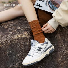 日系雙針堆堆襪子女棉中筒襪加厚粗線ins潮襪女高筒棉襪