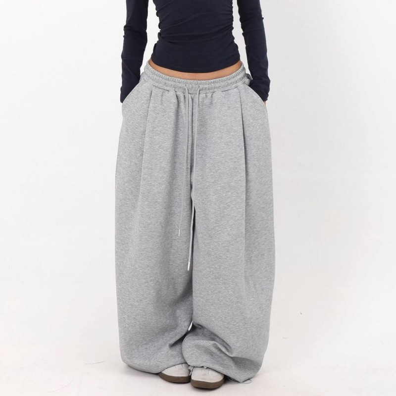 Spring and Autumn American Retro Simple Embroidered Sports Sweatpants for Women, Street Fashion Loose Straight Casual Long Pants