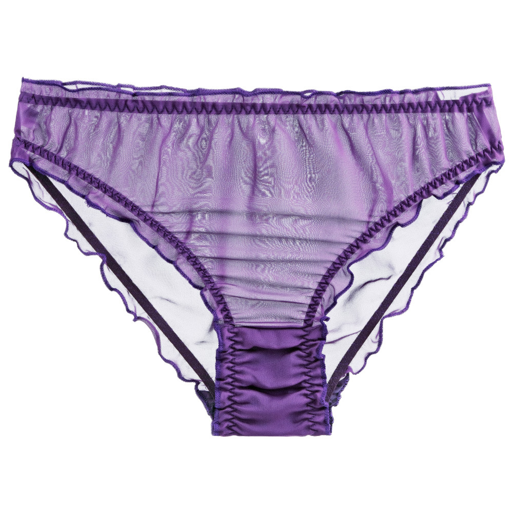Lady Mulberry Silk Panties Translucent Chiffon Sexy Briefs Ruffled Underwear - Picture 14 of 23