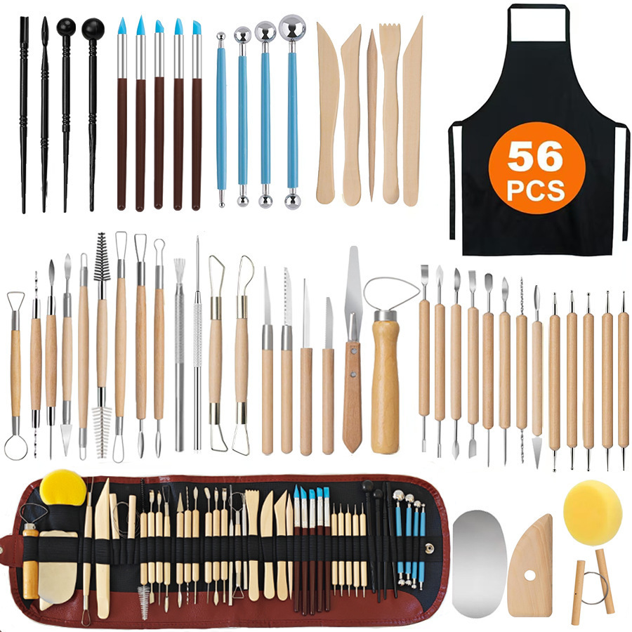 Herramientas de escultura de cerámica transfronteriza conjuntos de varias piezas herramientas de barro de arcilla de cerámica suave DIY conjunto de escultura de barro