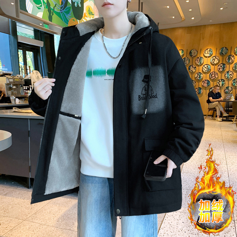 15-Year-Old High School and Junior High School Students' Stylish Thickened Fleece Jacket, Winter Denim Jacket for Teenagers Aged 13-16, Boys' Cotton Coat 15-Year-Old High School and Junior High School Students' Stylish Thickened Fleece Jacket, Winter Denim Jacket for Teenagers Aged 13-16, Boys' Cotton Coat