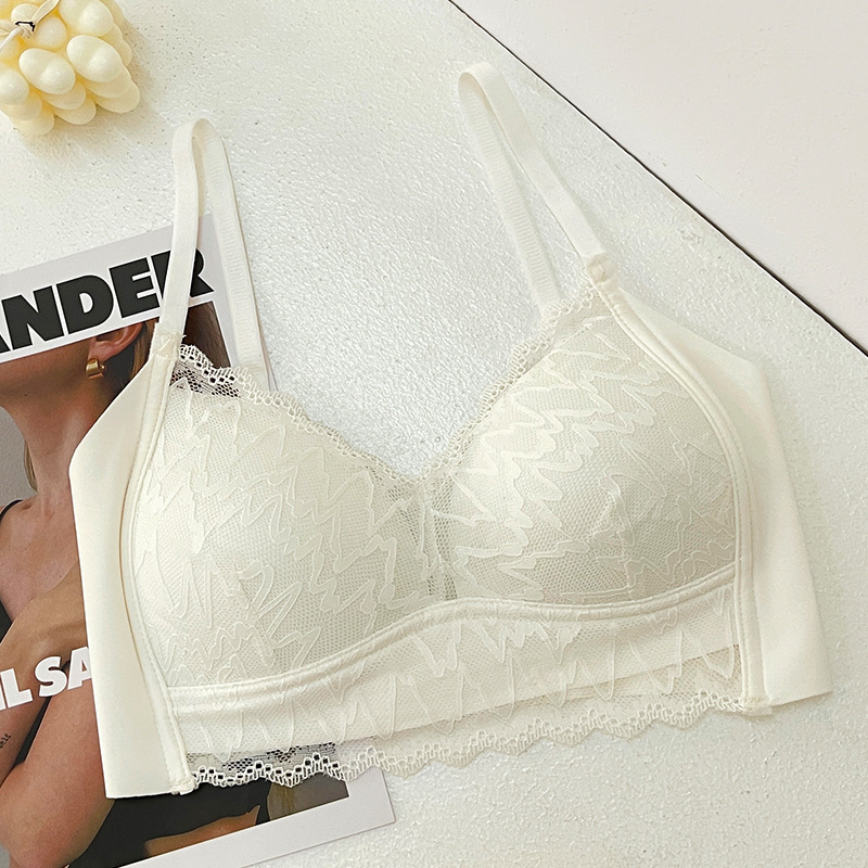 Primavera y verano nueva ropa interior de encaje inalámbrico cómodo push up sujetador sin costuras taza delgada sujetador de ajuste de mama