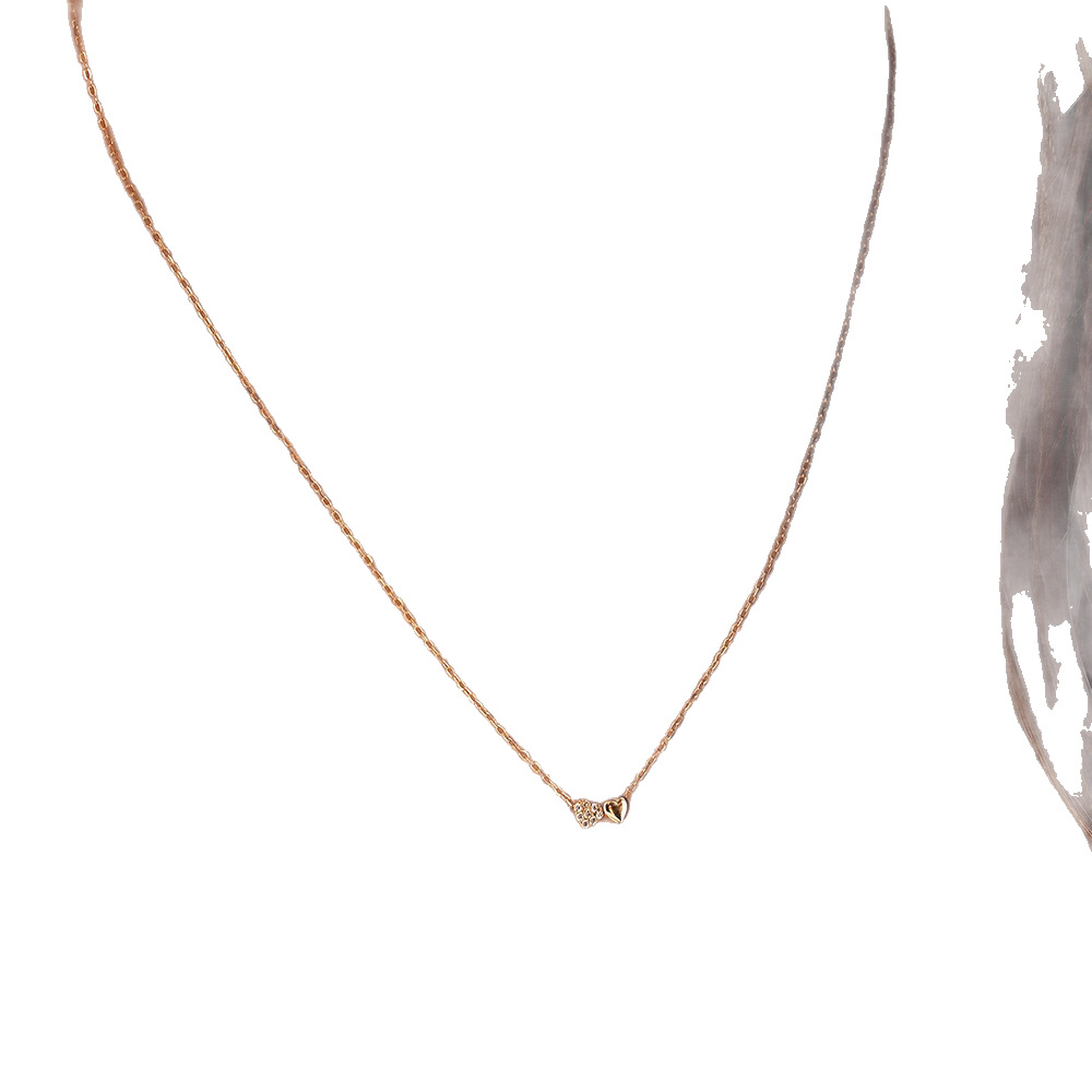 Minimalist Heart Pendant Necklace Elegant Collarbone Chain Gold_voghion.com