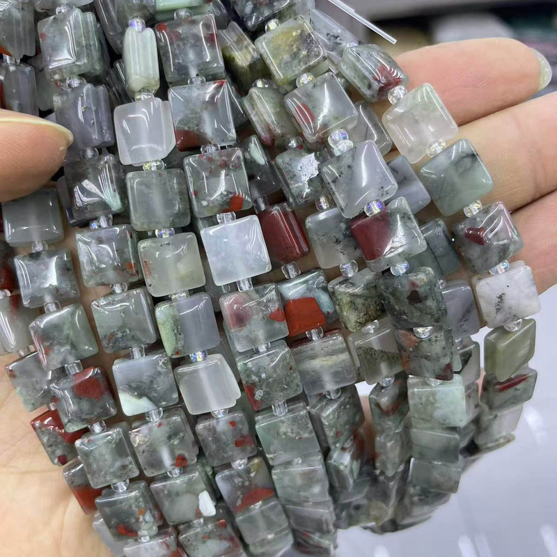 新しい天然ローズクォーツアマゾナイトスクエア溝ビーズ半完成手作り DIY 多用途ブレスレットネックレスジュエリー|undefined