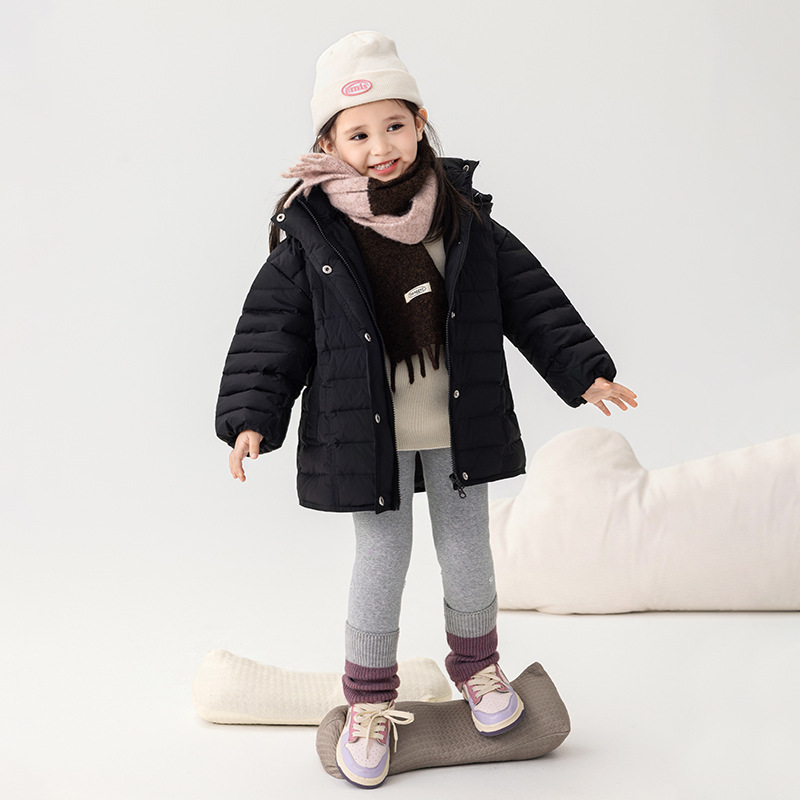[en stock] nuevo estandarte nacional 90 chaqueta de plumón de color blanco para niños 2025 ropa de invierno nueva chaqueta de bebé media y larga