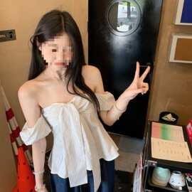 甜美风条纹一字领短袖衬衫女装夏季复古减龄系带露肩上衣