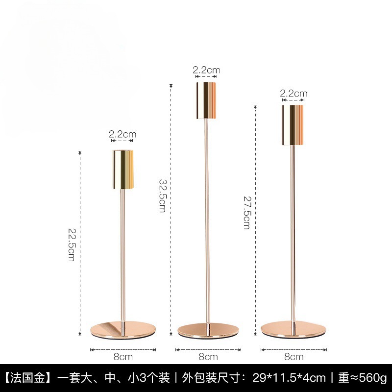 Conjunto de tres piezas de oro francés (taza de vela recta)
