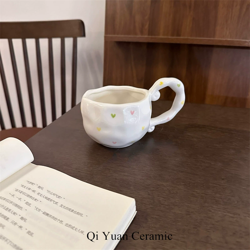 hand-painted ceramic coffee cup, francе retro из стиля, 300 мл, неравномерный милый дизайн