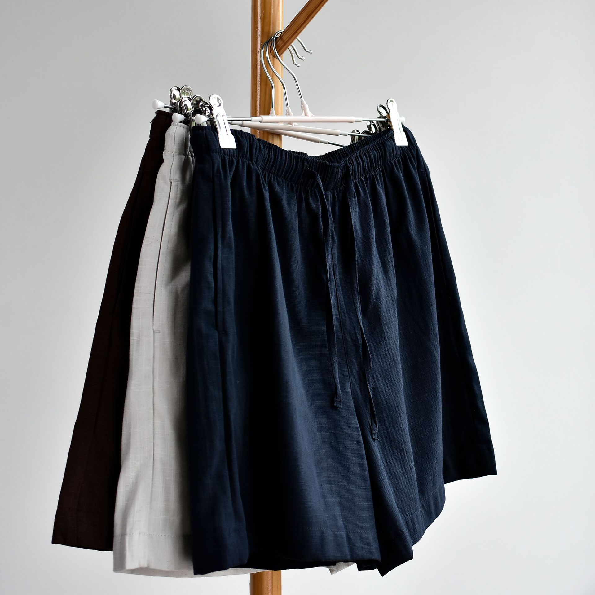 [Cotton and Linen Shorts] Summer Women's New Style Japanese-Style Elastic Waist Cotton and Linen Texture Loose Slimming Shorts for Summer