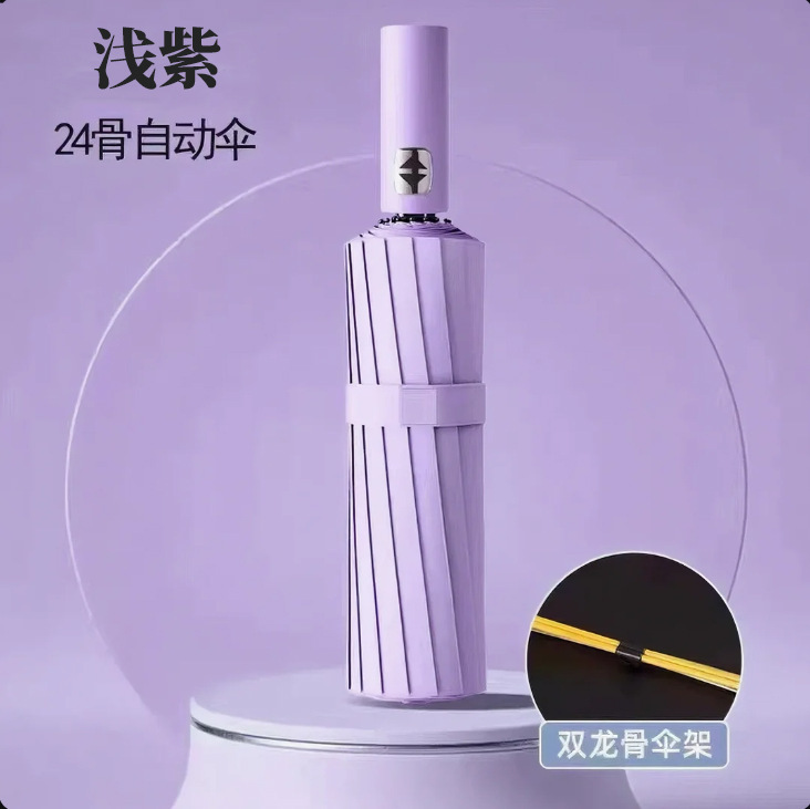 全自动雨伞男士加固防风 24骨超大双人黑胶防晒遮阳伞 晴雨两用伞|undefined