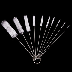 Factory Direct Supply 304 Stainless Steel Pipes Brush White Siphon Brush Black Test Tube Brush Ten-Piece Set Cleaning Brush Set