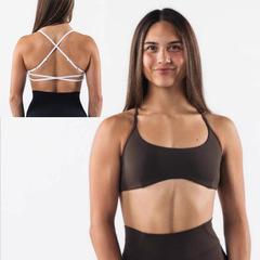 歐美跨境新款健身運動內衣女戶外跑步美背裸感瑜伽服上衣舞蹈文胸