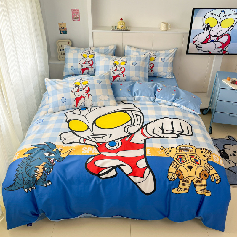 子供用ウルトラマン純綿四点セット男の子綿100% 漫画ベッドカバー三点セット寝具カバー南通|undefined