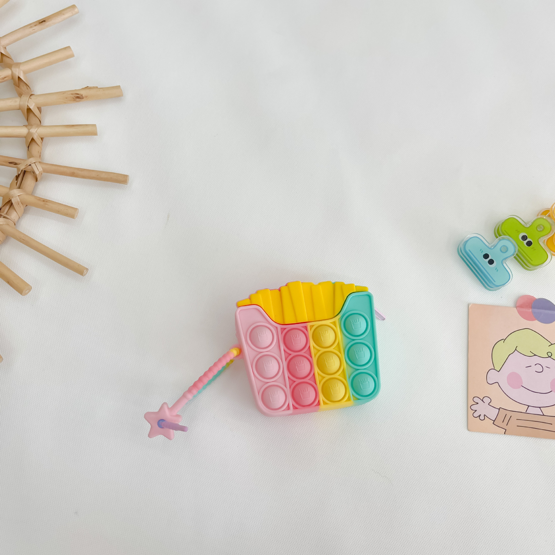 감자튀김 마카롱 (미니 버블 동전 지갑)