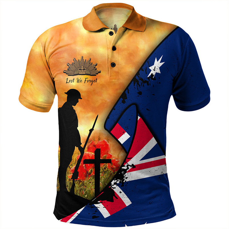 Don'T Forget Anzac Day Polo Shirt Men's Clothing Street Short Sleeve Lapel Golf Shirt April 2, 2025