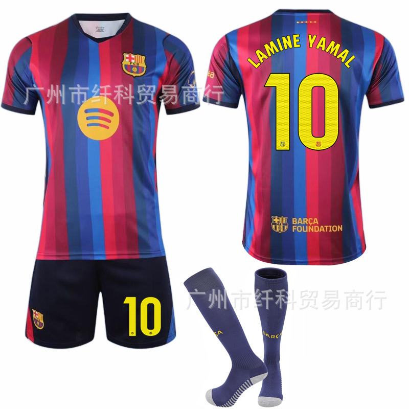 2627 New League Football Uniform Raphinha Set Barcelona Home Jersey Number 10 Yamal Jersey in Stock