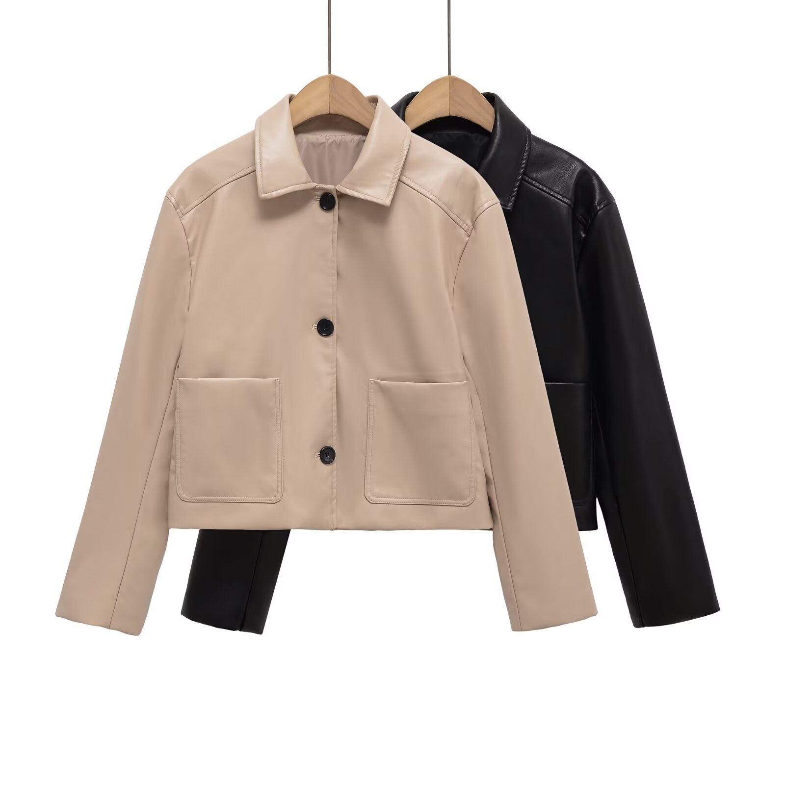 Cross-Border Supply 2025 New Autum European and American Style Fashionable Women's Versatile Commuter Style Short Textured Leather Jacket