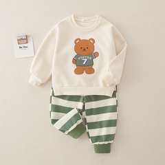 男童套裝春裝2024洋氣兒童衛衣褲子兩件套時髦男寶寶春秋季小童裝