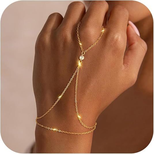 Amazon Creative Design Fashion Simple Finger Bracelet Gold Plated Layered Stackable Wrist Chain Women's Jewelry