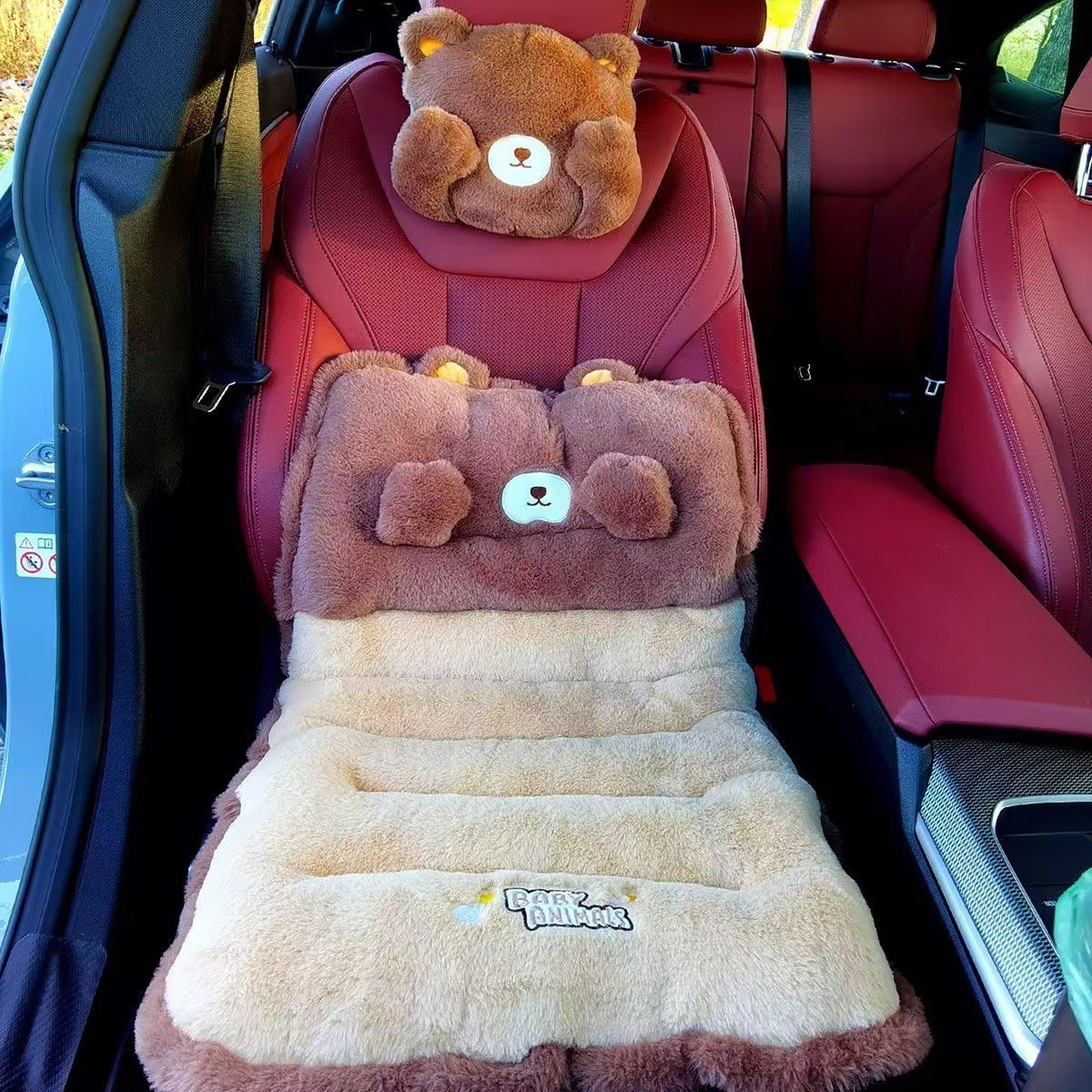 Cuscino per sedile integrato con supporto lombare universale per auto, per tutte le stagioni, in peluche invernale, pezzo unico_voghion.com