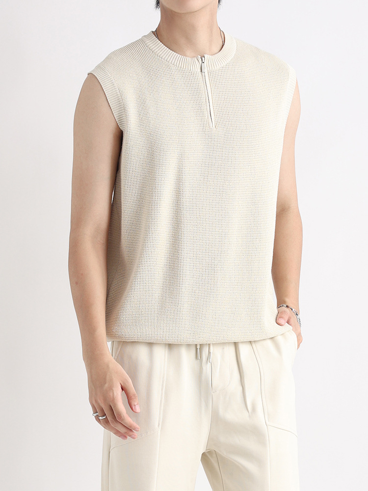 Suéter de seda de hielo, deportes, fitness, camiseta, chaleco, sensación avanzada, top con cuello de polo de secado rápido para hombres, camiseta sin mangas para hombres