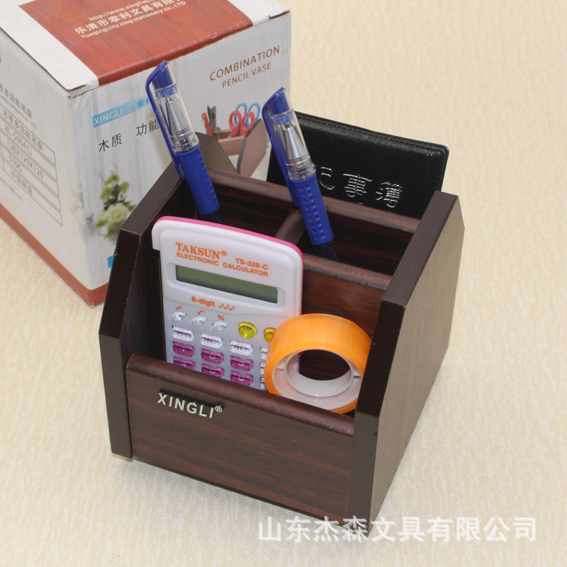 Xingli 5004 회전 가능한 사무실 저장 나무 펜 홀더 데스크탑 장식 저장 펜 홀더 선물 학습 문구