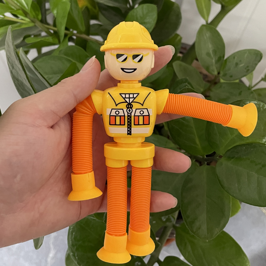 Transfronterizo robot flexible tubo telescópico niño puzzle dibujos animados estirados ventosa interacción padre-hijo creativo juguete descompresión