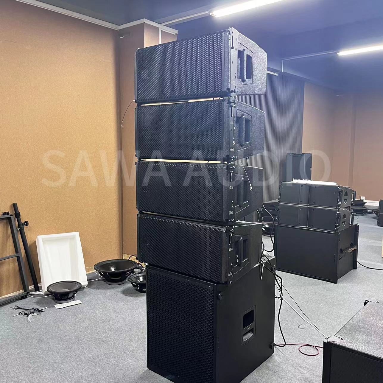 Doble 10 pulgadas 30A escenario profesional al aire libre dos divisiones de frecuencia de matriz lineal bar de sonido conferencia hotel KTV altavoz de alta potencia