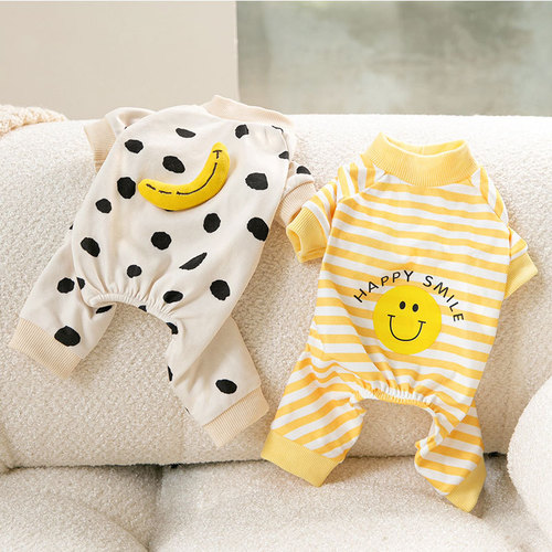Spring dog clothes, smiley face, thin four-legged home clothes, cat air-conditioning clothes, kittens, milk dogs, autumn pet clothes