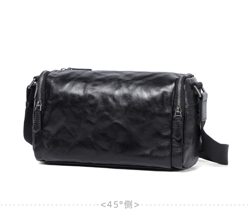 Túi đeo chéo nam da bò thật vân vân tay, túi đeo vai nhỏ gọn 29×11×17 cm — Màu đen chi tiết 13