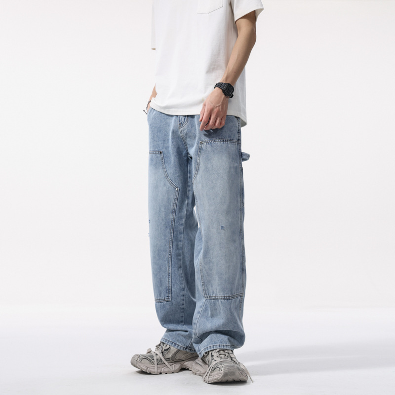 Shanggu Men's Clothing New Spring Logging Pants Loose Denim Trousers American Style Trendy Workwear Jeans for Men
