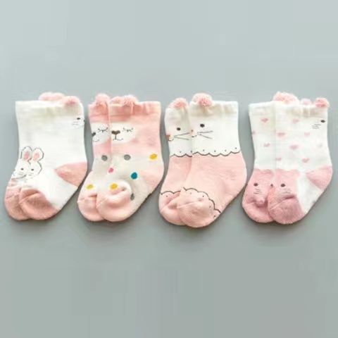Newborn Baby Socks, Thick Ribbed Warm Winter/Autumn Socks for Boys and Girls, 0-3 Month Infant Cotton Baby Booties, 6-inch Mid-calf